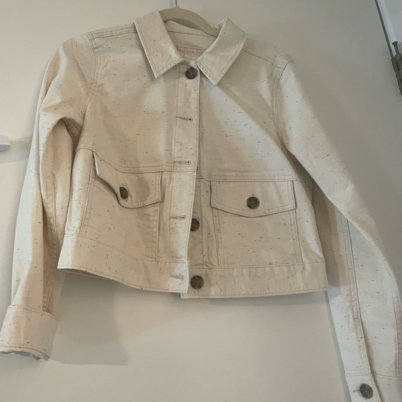 LC Lauren Conrad NEW without tags White Denim Nepp Shacket Jacket Sz XS - Picture 1 of 3